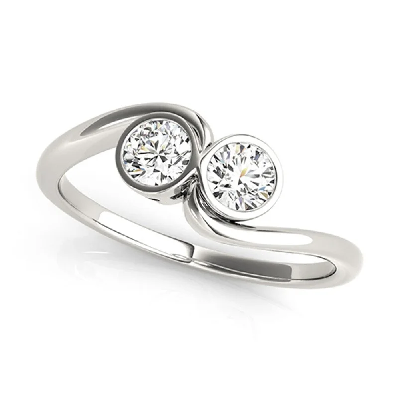 Rural craft ring-Auriya Round 1/2ct TDW Bezel Set Diamond 2-Stone Engagement Ring 14K Gold (H-I, SI1-SI2)