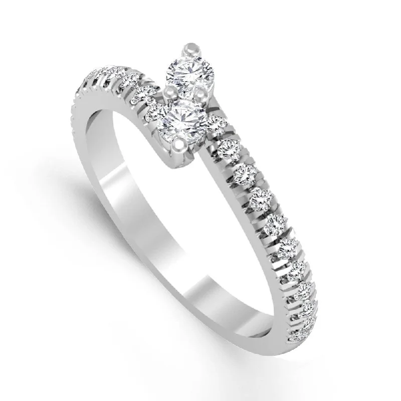 Fluke ridge ring-Auriya Round 2-Stone Diamond Engagement Ring 3/4ct TDW 14K Gold (H-I, I1-I2)