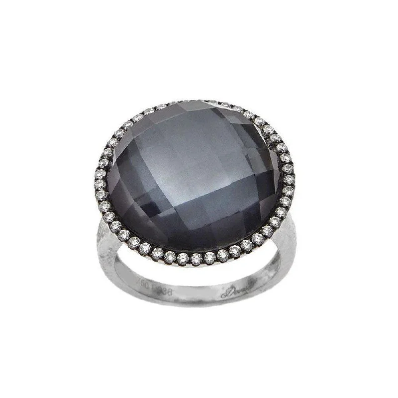 Tiered stack ring-Black Mother of Pearl Doublet Ring