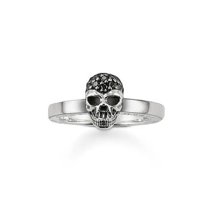 Glazed gem ring-Black Skull Ring