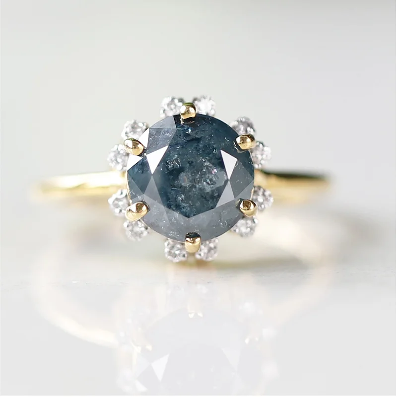 Hazel amethyst ring-14 K Yellow Gold Blue Galaxy Unique Diamond Ring For Her