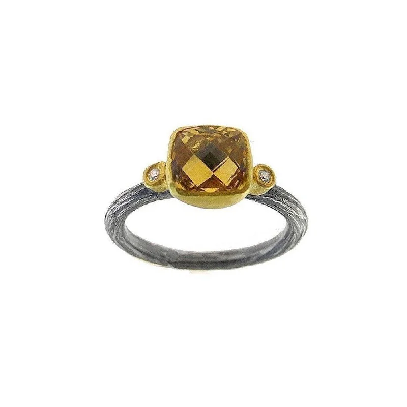 Scuffed edge ring-Citrine Ring with Diamond