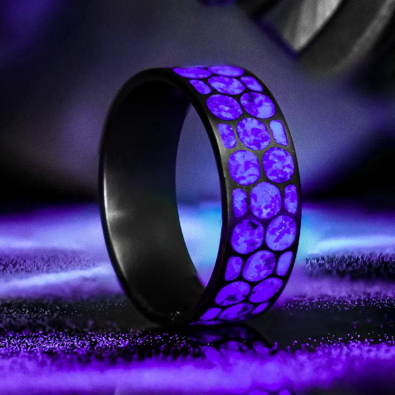 Turning gem ring-Custom Hexagon Titanium Glowstone Ring