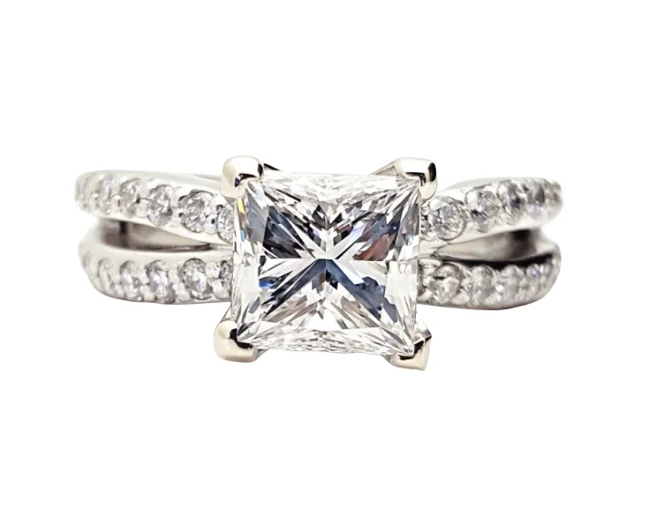 Tartan check ring-2 Carat F/VS2 Princess Cut Diamond Engagement Ring