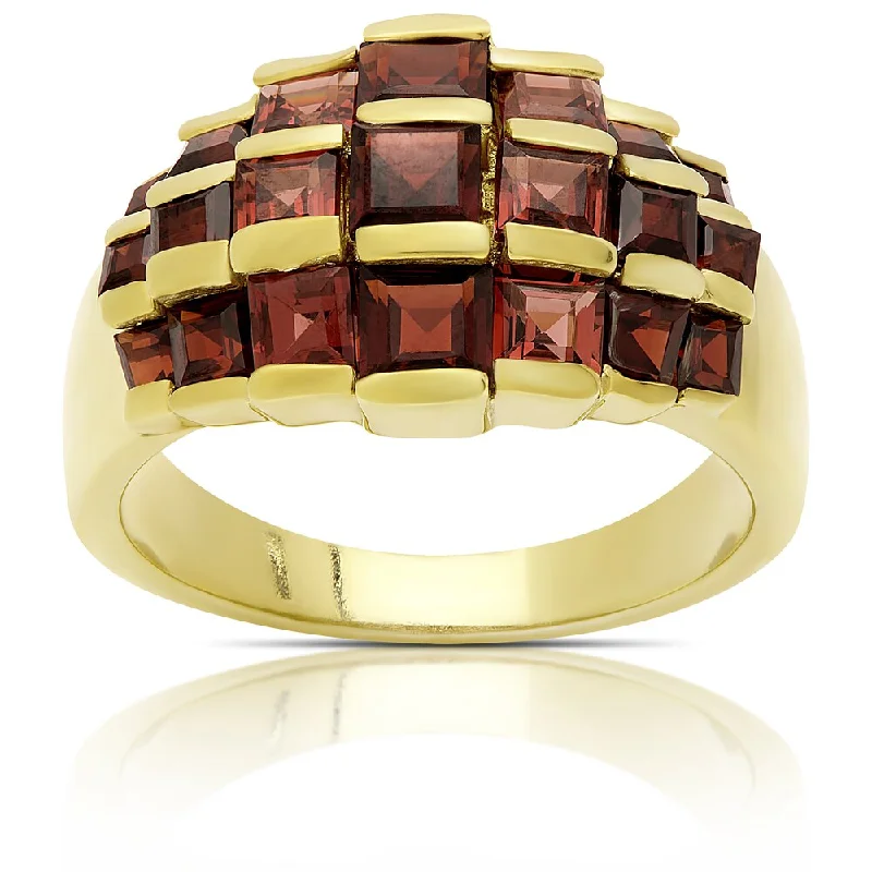 Barley stalk ring-Dolce Giavonna Gold Over Sterling Silver Garnet Ring