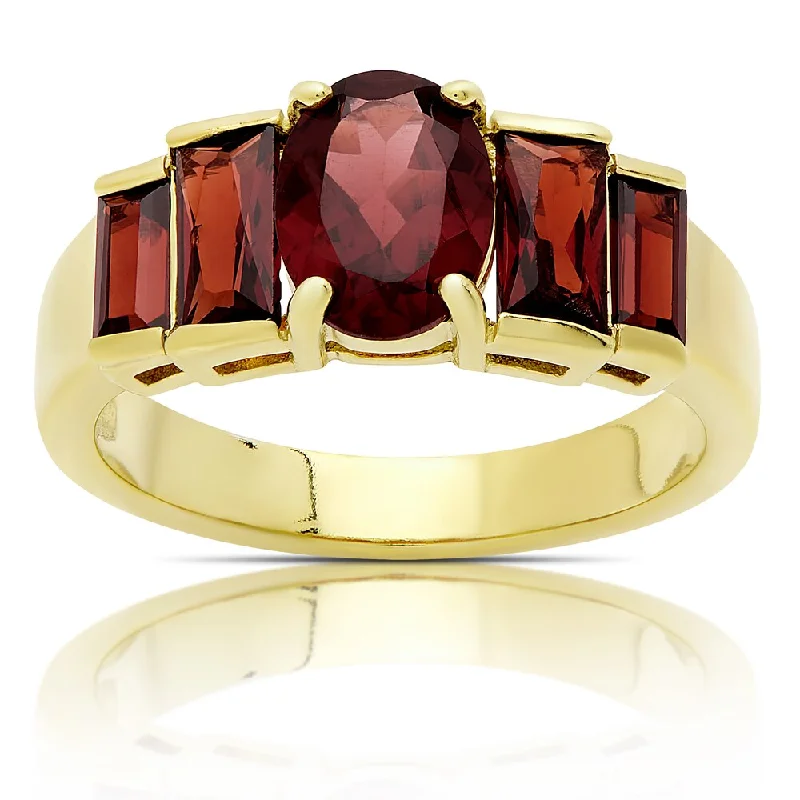 Leopard jasper ring-Dolce Giavonna Gold Over Sterling Silver Garnet Ring