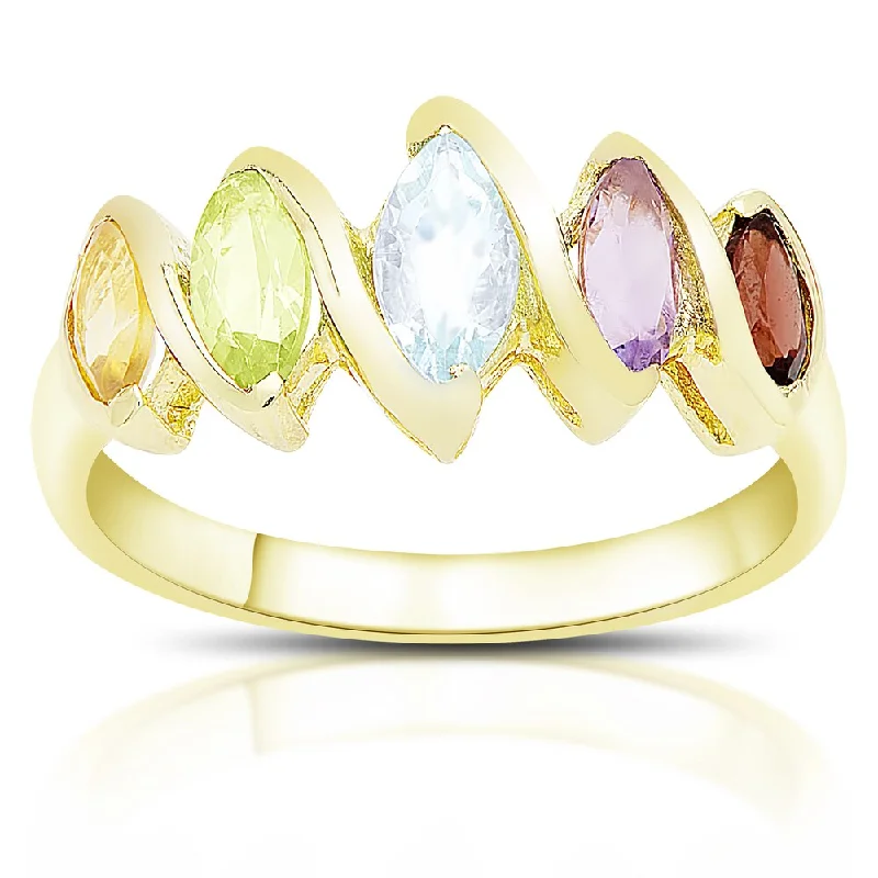 Sarmatian band ring-Dolce Giavonna Gold Over Sterling Silver Marquise Gemstone Five Stone Ring