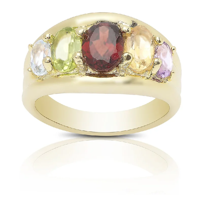 Bud halo ring-Dolce Giavonna Gold Over Sterling Silver Multi Gemstone Ring