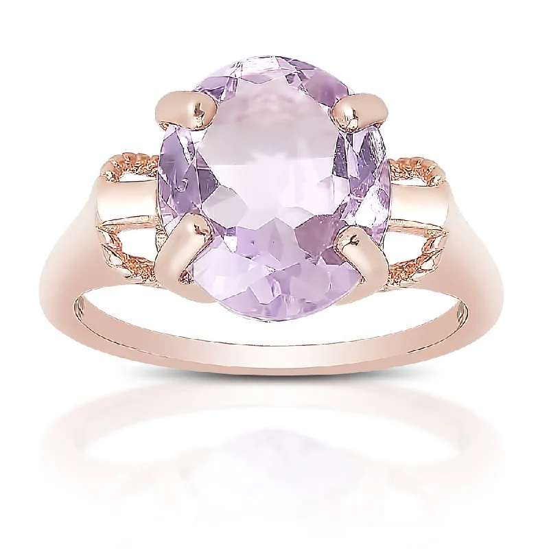 Folded rim ring-Dolce Giavonna Rose Gold Over Sterling Silver Amethyst Solitaire Ring