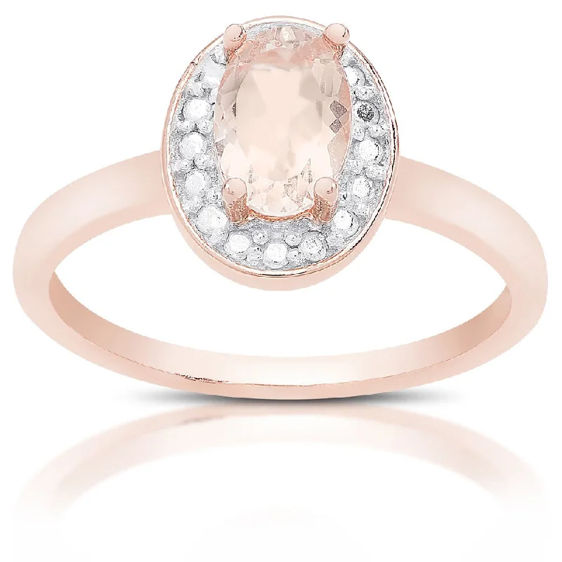 Grouped stone ring-Dolce Giavonna Rose Gold Over Sterling Silver Morganite and Diamond Accent Ring