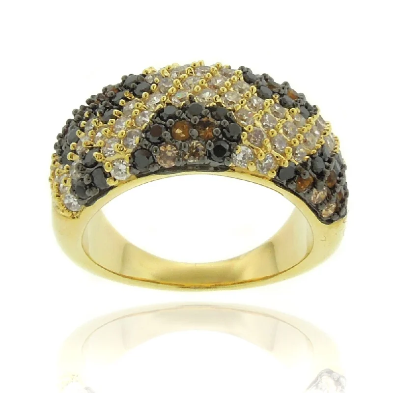 Birch grain ring-Dolce Giavonna Silver Overlay Cubic Zirconia Leopard Print Ring