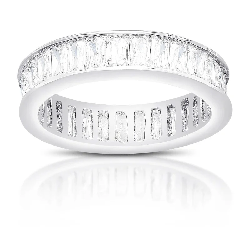 Star-cut zircon ring-Dolce Giavonna Sterling Silver Cubic Zirconia Eternity Style Ring