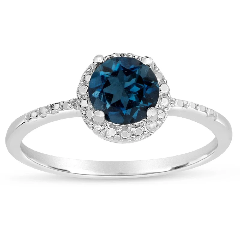 Carved design ring-Dolce Giavonna Sterling Silver London Blue Topaz Ring