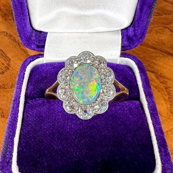 Braided weave ring-Edwardian Opal & Diamond Ring