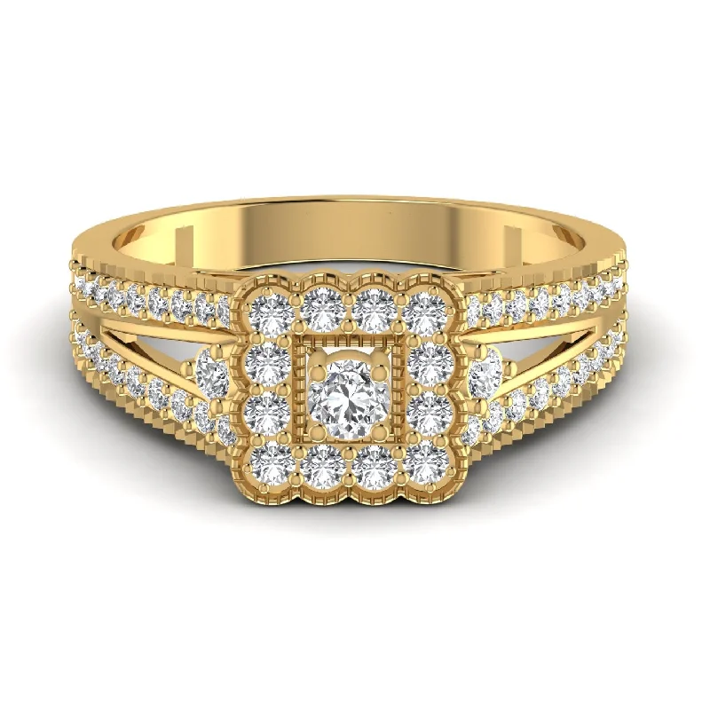 Speckled finish ring-Elegant Square Lab Diamond Ring