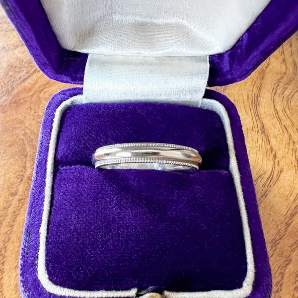 Old stone ring-Estate Millegrained Wedding Band