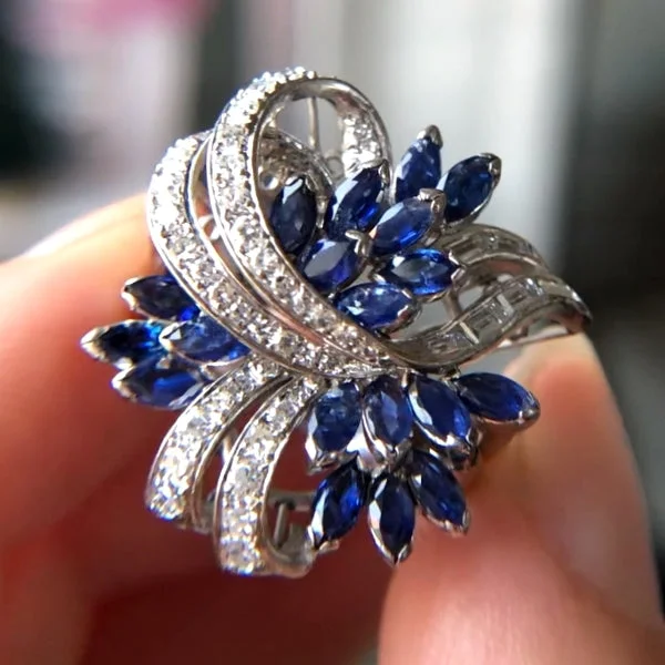 Fused grain ring-Estate Sapphire & Diamond Cocktail Ring