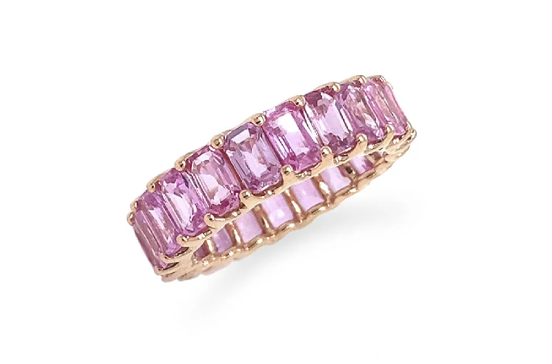 Hazel amethyst ring-Eternity Ring 6.62cts Emerald Cut Pink Sapphires & 18kt Rose Gold