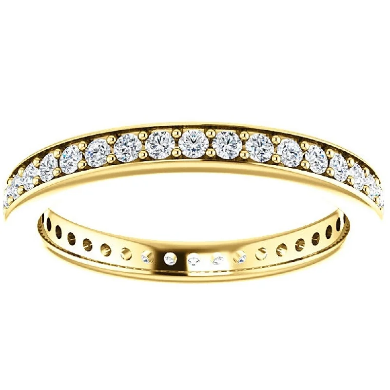 Copper band ring-EX3 14k Yellow Gold 1/2 Ct TDW Diamond Eternity Wedding Ring Lab Grown (G-H/VS1-VS2)