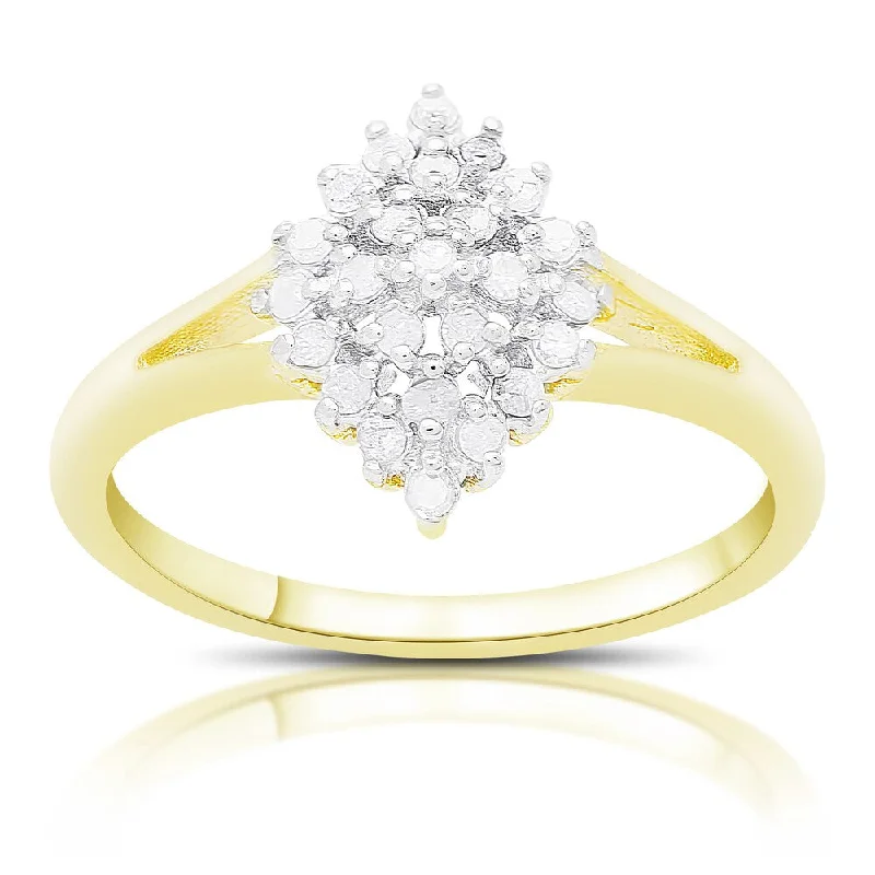 Micro gem ring-Finesque Gold over Silver or Sterling Silver 1/4 Ct TDW Diamond Cluster Ring