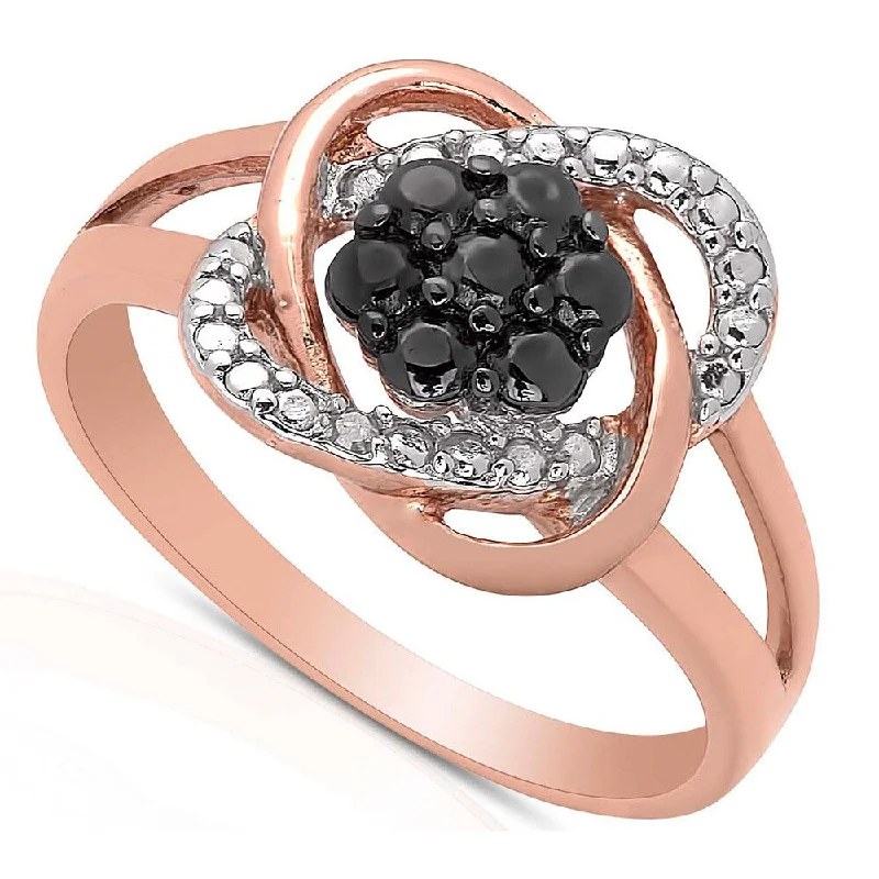 Nature print ring-Finesque Rose Gold Over Sterling Silver Diamond Accent Love Knot Design Ring