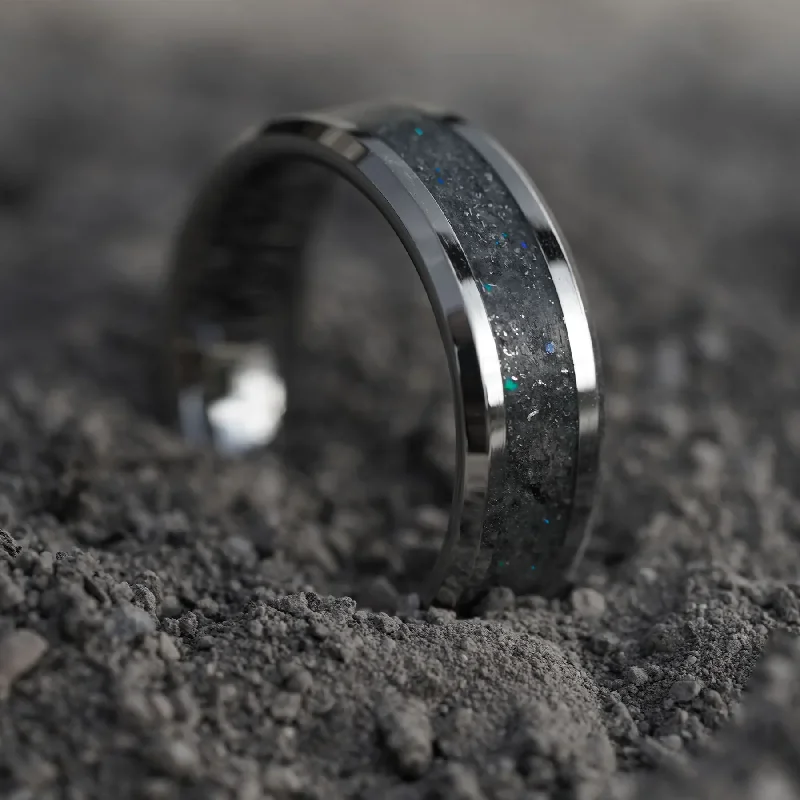 Fluke ridge ring-Glowstone Cremation Ring with Ashes