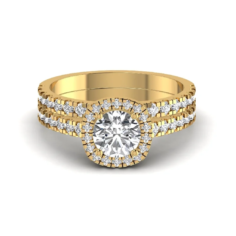 Nature print ring-Halo Diamond Wedding Ring