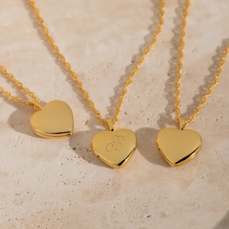 Gleam druzy necklace-Initial Heart Locket Necklace