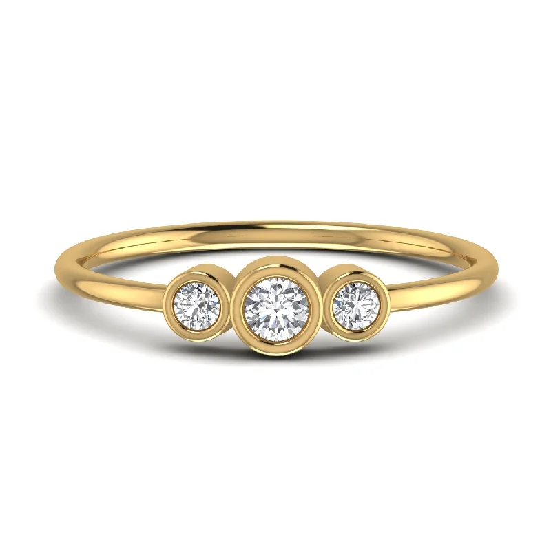 Cedar nut ring-Lab Diamond Three Stone Ring