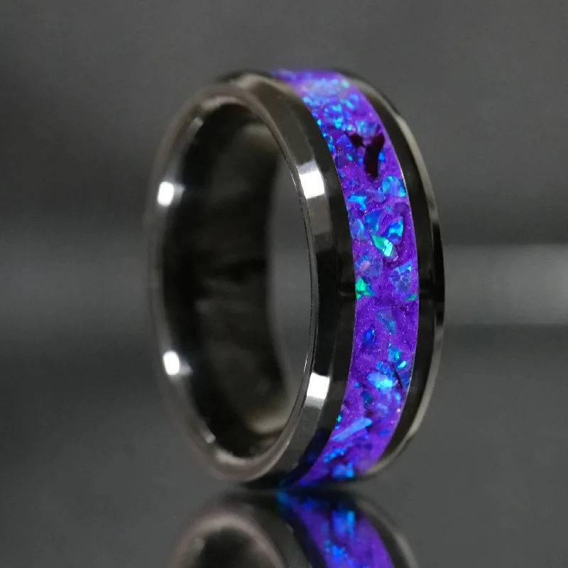 Curled metal ring-Lavender Opal Glowstone Ring