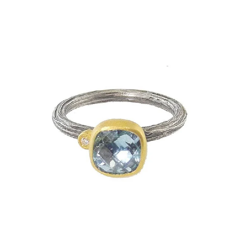 Bronze cast ring-Light Blue Topaz Ring