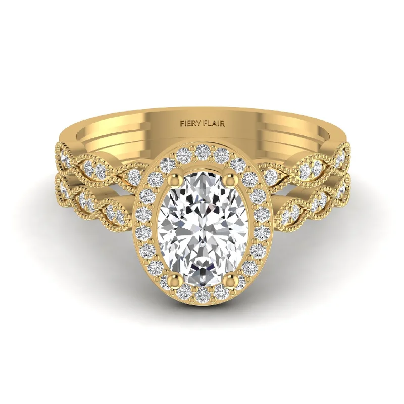 Star-cut zircon ring-Luxury Bridal Oval Diamond Ring