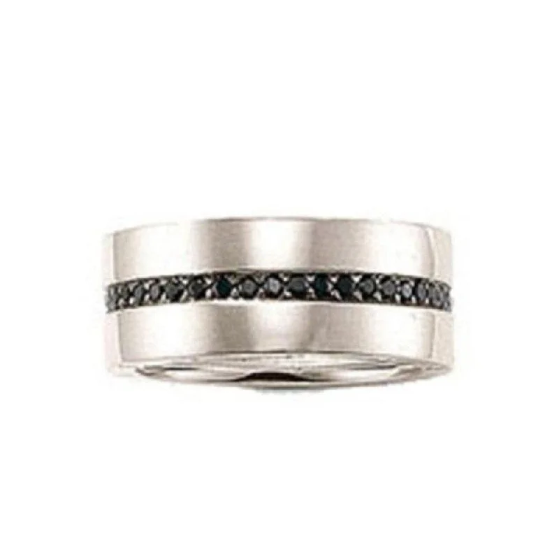 Multi-metal ring-Sterling Band with Black Zirconia