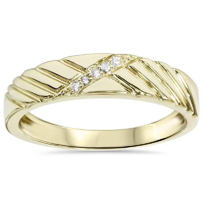 Streaked stone ring-Mens Diamond Wedding Ring Yellow Gold