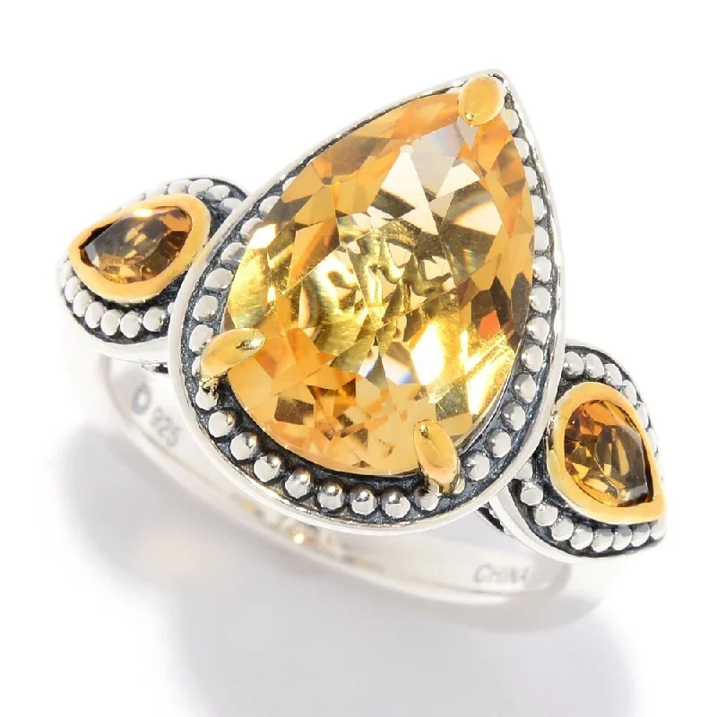 Celtic wave ring-Multi Citrine 3-Stone Beaded Ring