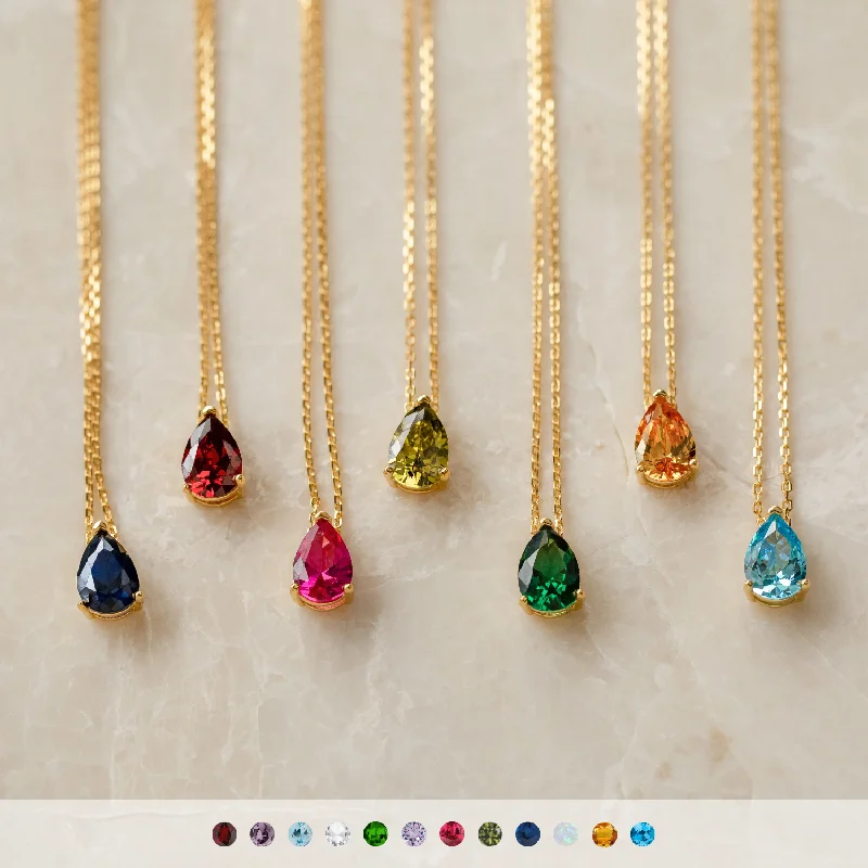 Textured bar necklace-Ophelia Birthstone Necklace