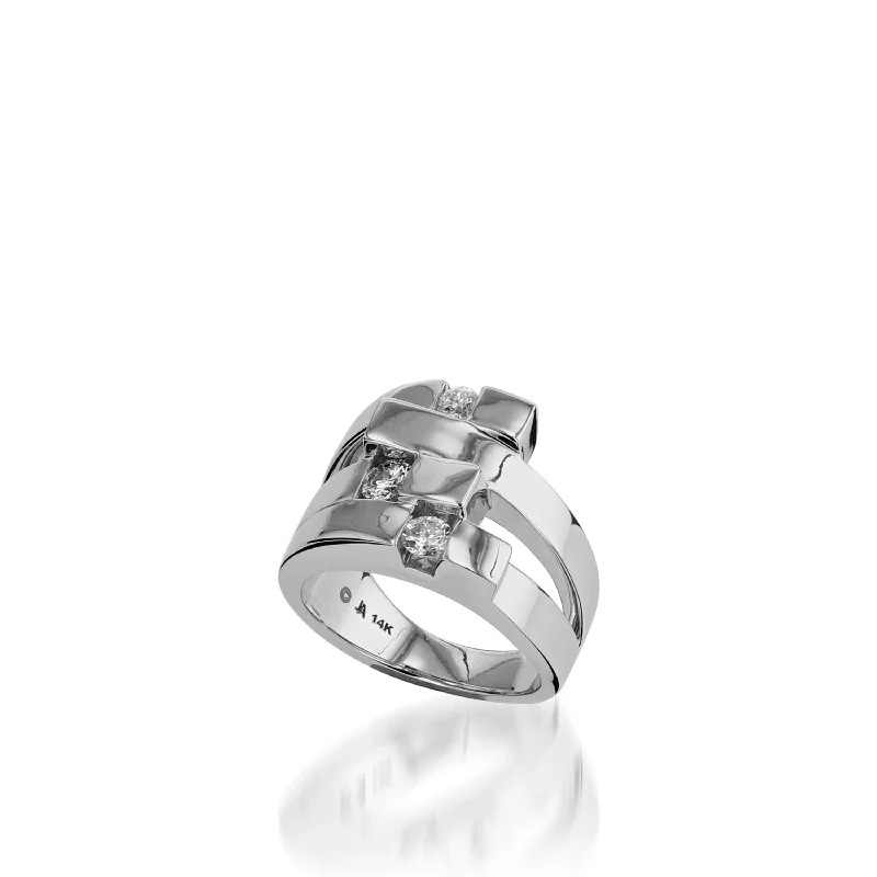 Barley stalk ring-Originate Wide Diamond Ring