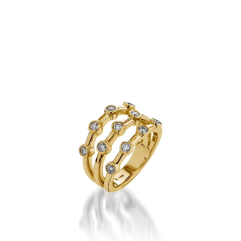 Silk weave ring-Paloma Three-Row Diamond Ring