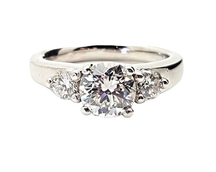 Crescent design ring-Platinum 1 Carat Round Diamond Engagement Ring