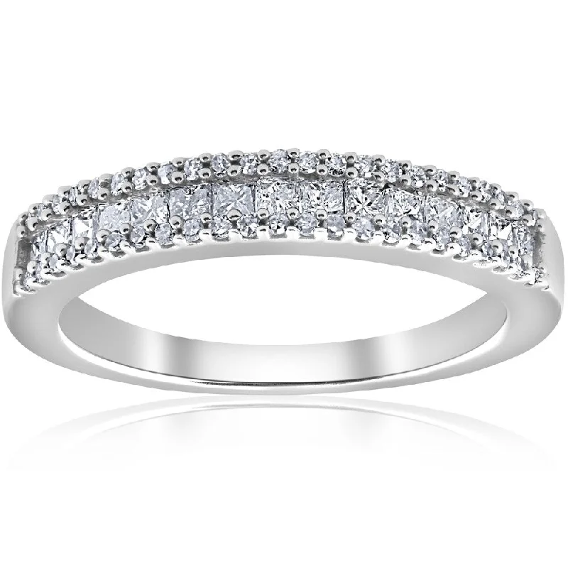 Flicker spark ring-Pompeii3 10k White Gold 1/2 ct TDW Princess Cut Diamond Wedding Ring - White I-J - White I-J