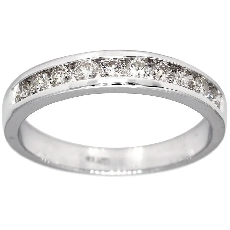 Stapled design ring-Pompeii3 10k White Gold .50ct TDW Diamond Wedding Ring Channel Set