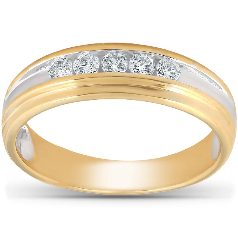 Faint dye ring-Pompeii3 10k Yellow Gold 1/4 Ct TDW Mens Diamond Channel Set Wedding Ring Anniversary Band