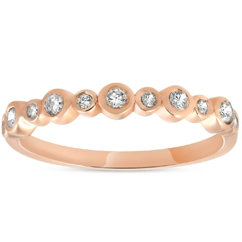 Fir sprig ring-Pompeii3 14k Rose Gold 1/3 ct TDW Diamond Wedding Ring Stackable Womens Anniversary Band