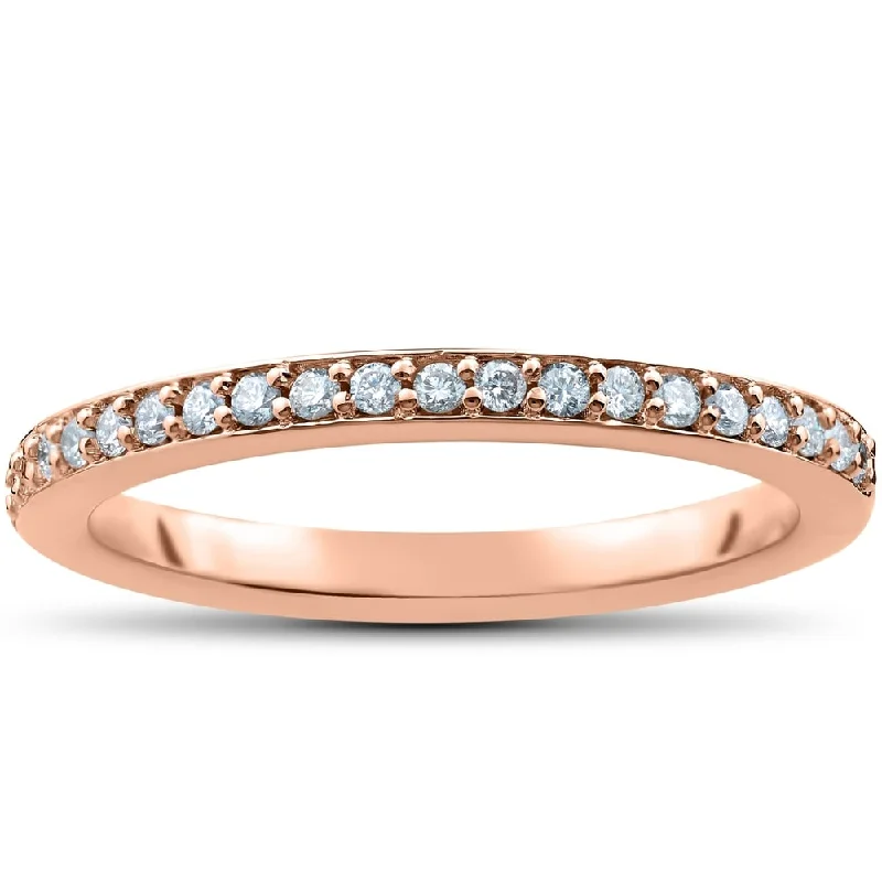 Tiered stack ring-Pompeii3 14k Rose Gold 1/4 Ct TDW Diamond Wedding Ring Lab Grown (G-H/VS1-VS2)