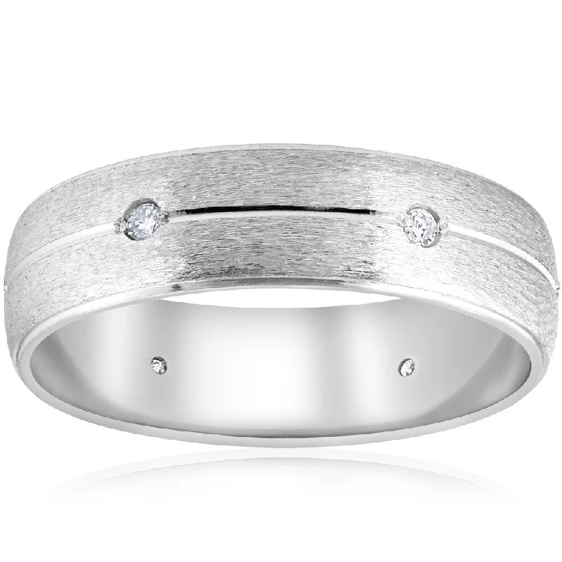 Tribal mark ring-Pompeii3 14k White Gold 1/4 ct TDW Mens Brushed Wedding Ring (H-I,I1-I2)