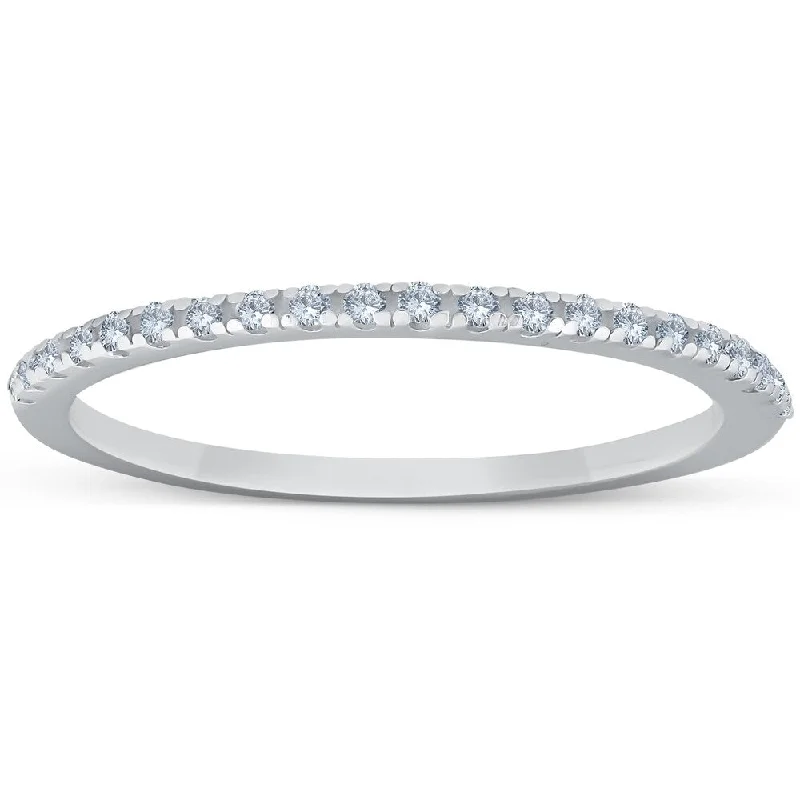 Tide pebble ring-Pompeii3 14k White Gold 1/5 Ct TDW Diamond Stackable Band Womens Wedding Ring