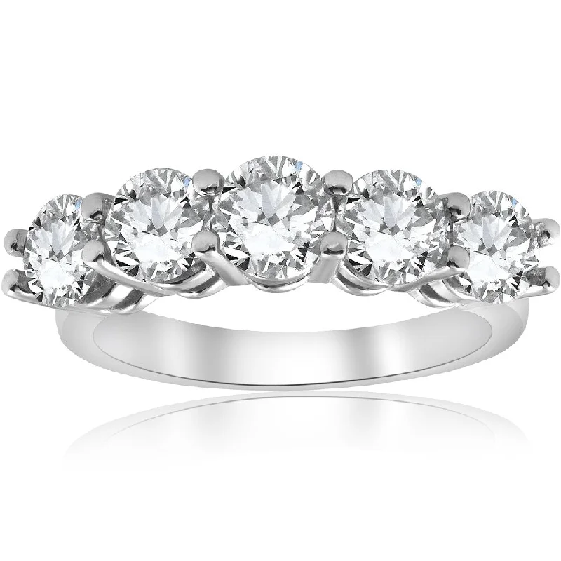 Lily bud ring-Pompeii3 14k White Gold 3 ct TDW Five Stone Womens Wedding Ring (I-J/I2-I3) - White I-J - White I-J