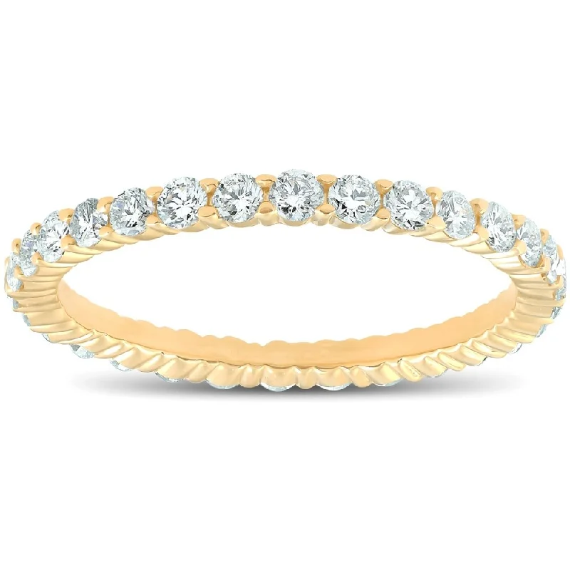 Natural stone ring-Pompeii3 14k Yellow Gold 1 ct TDW Diamond Eternity Ring Womens Stackable Wedding Anniversary Band