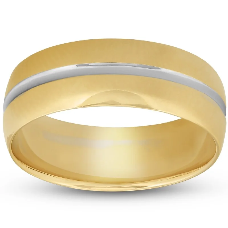 Peak gem ring-Pompeii3 14k Yellow Gold 8MM High Polished Ring Mens Wedding Band