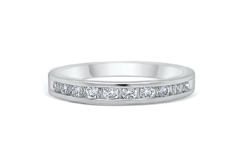 Edge gem ring-Ring 14kt White Gold Half Diamond Band 0.25 carats